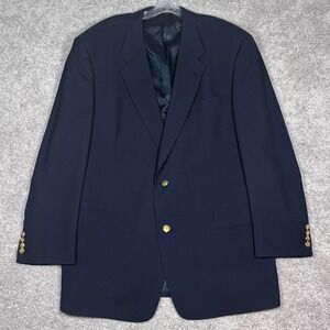 Hart Schaffner Marx Nordstrom Mens 48L Navy Blue Wool Blazer Gold Buttons‎